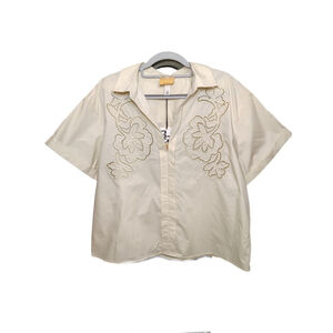 Future Collective x Jenny K. Lopez Embroidered Blouse NWT Med Cream Eyelet Top